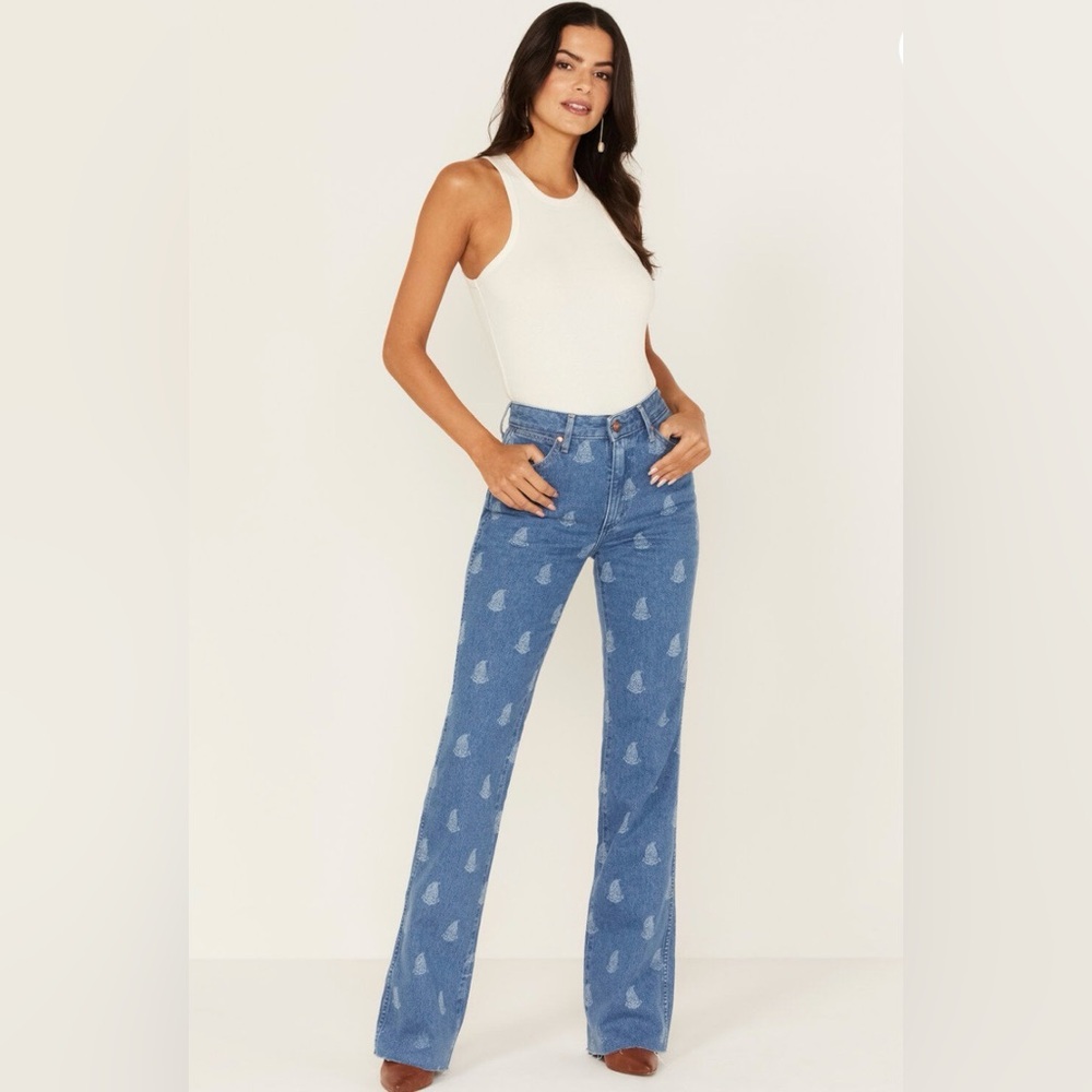 WRANGLER WOMEN'S JEANS MEDIUM WASH PAISLEY WESTWARD HIGH RISE BOOTCUT 30/34 NWT